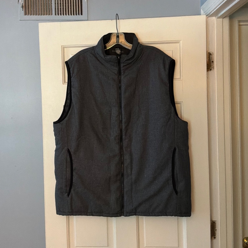 Mack Weldon Ion Vest Charcoal Grey Insulated Full Zip Men's XXL 2XL Active Layer